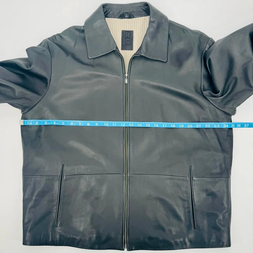 Robert Comstock Expedition Black Leather Jacket L